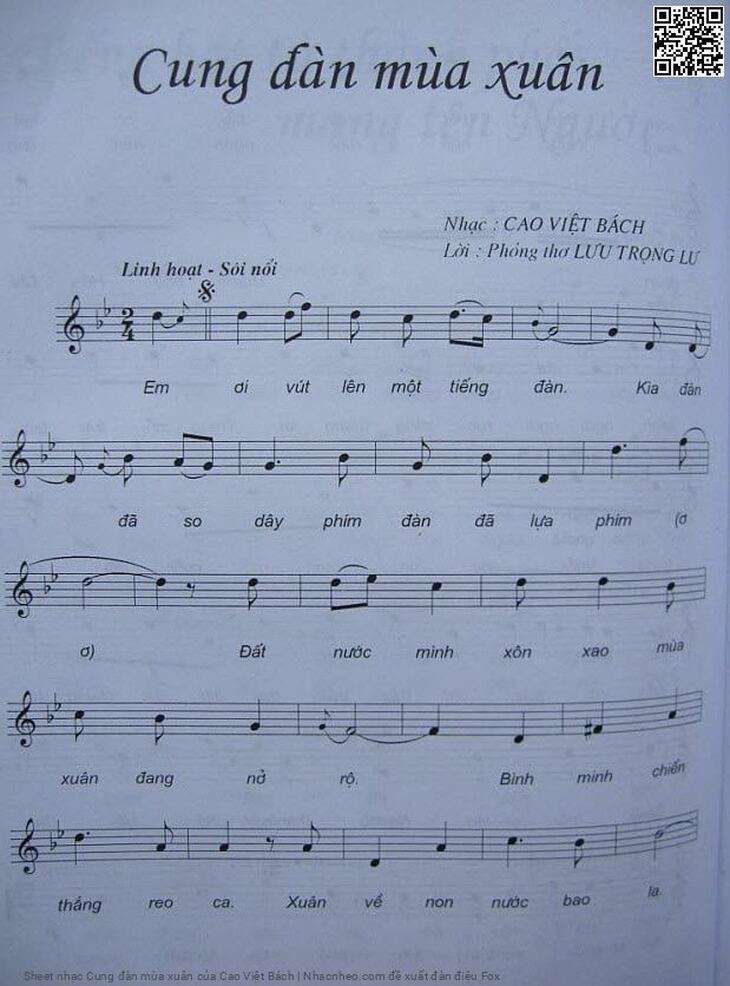 Page 1 of the piano sheet music PDF - Cung đàn mùa xuân by Cao Việt Bách