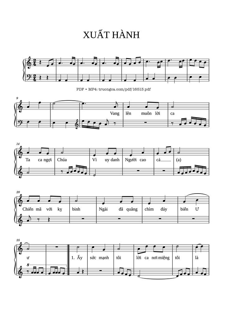 Page 1 of the piano sheet music PDF - Xuất Hành by Hoàng Kim