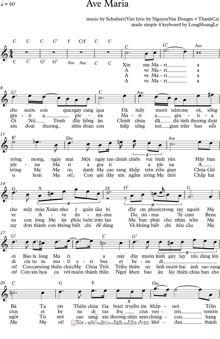 Page 2 of the piano sheet music PDF - Ave Maria by Franz Schubert