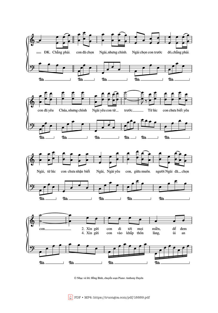 Page 3 of the piano sheet music PDF - Chính Chúa Chọn Con Piano by Hồng Bính - Anthony Duyên