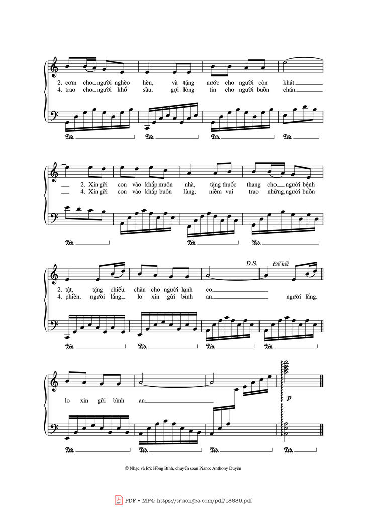 Page 4 of the piano sheet music PDF - Chính Chúa Chọn Con Piano by Hồng Bính - Anthony Duyên