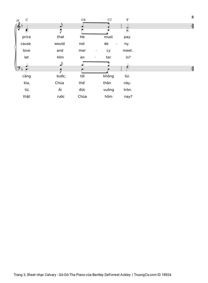 Page 3 of the piano sheet music PDF - Calvary - Gô-Gô-Tha Piano by Bentley DeForrest Ackley