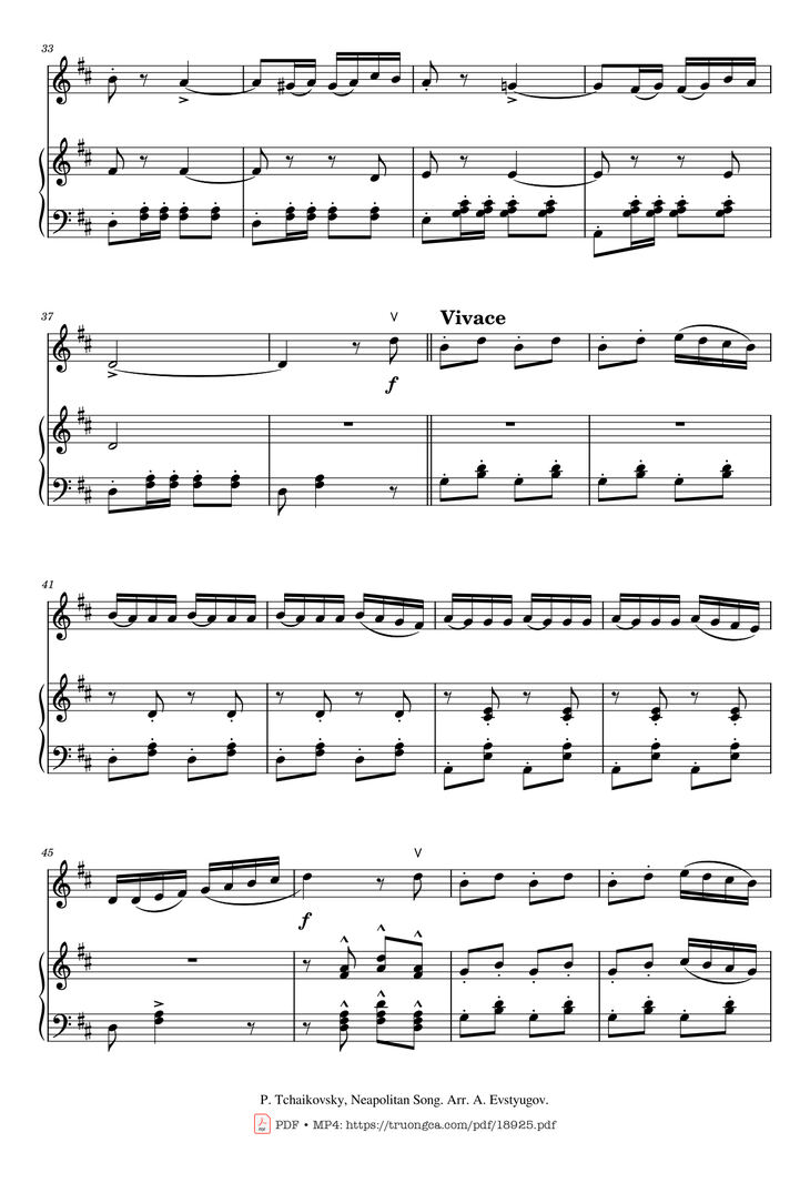 Page 3 of the piano sheet music PDF - Neapoletan Song Violin Piano by Pyotr Ilyich Tchaikovsky