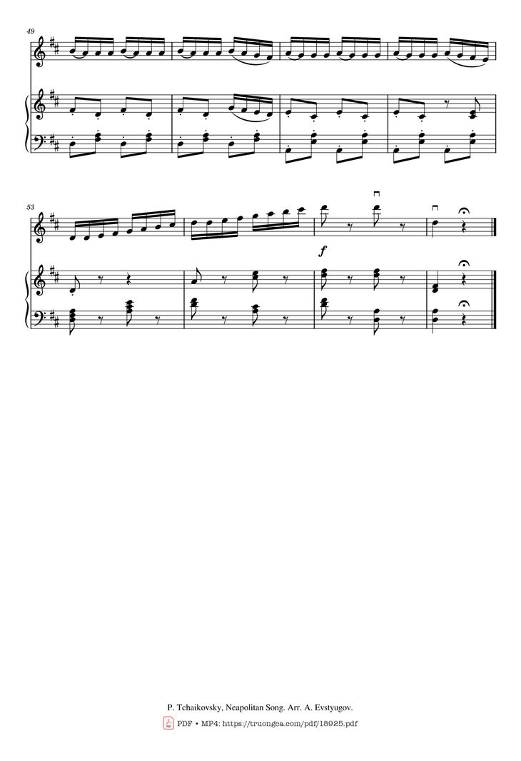 Page 4 of the piano sheet music PDF - Neapoletan Song Violin Piano by Pyotr Ilyich Tchaikovsky