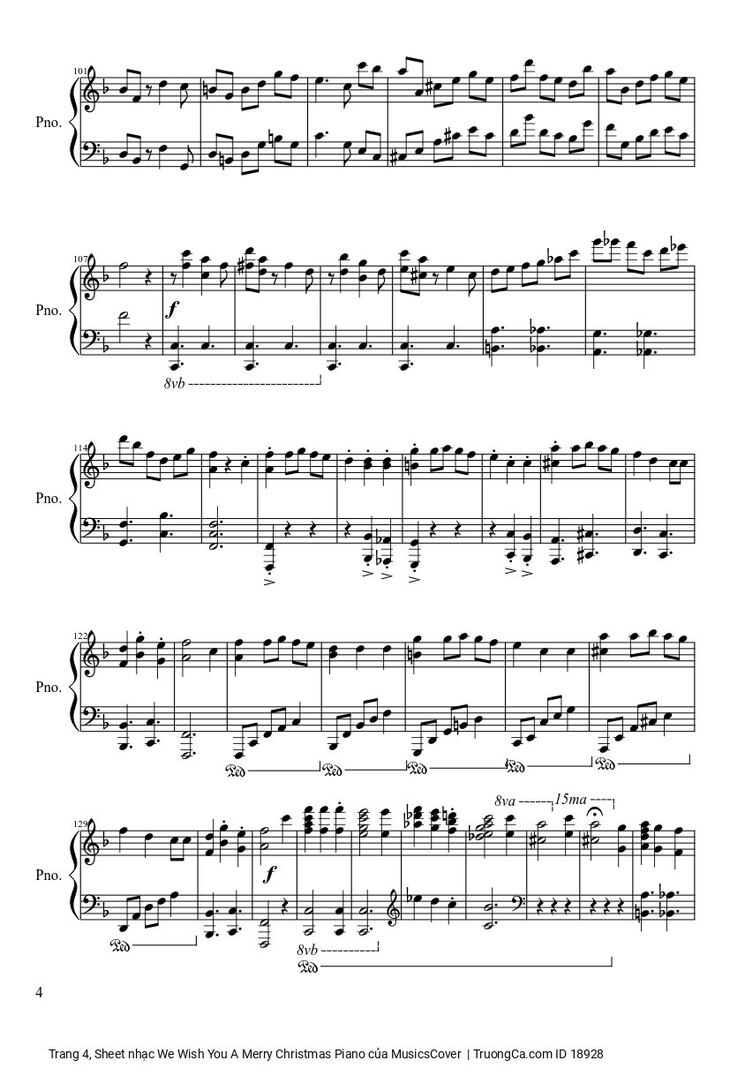 Page 4 of the piano sheet music PDF - We Wish You A Merry Christmas Piano sheet by MusicsCover