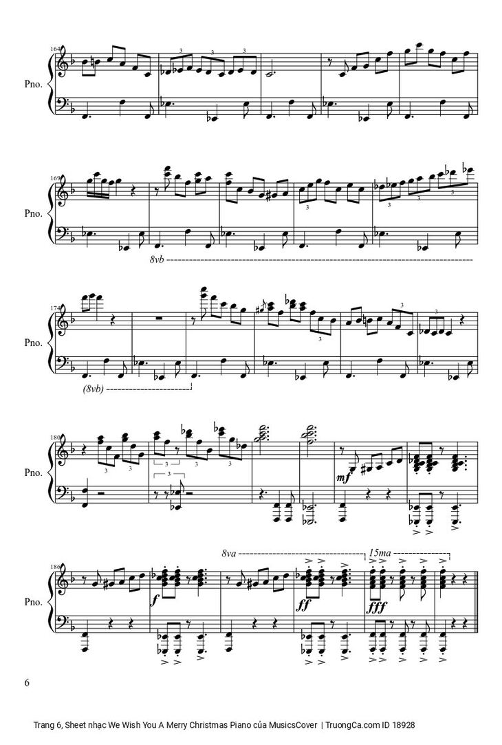 Page 6 of the piano sheet music PDF - We Wish You A Merry Christmas Piano sheet by MusicsCover