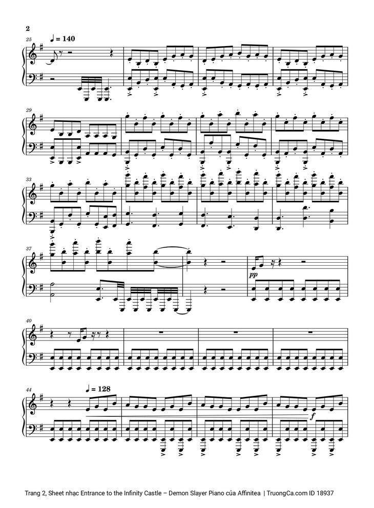 Page 2 of the piano sheet music PDF - Entrance to the Infinity Castle - Demon Slayer Piano by Affinitea