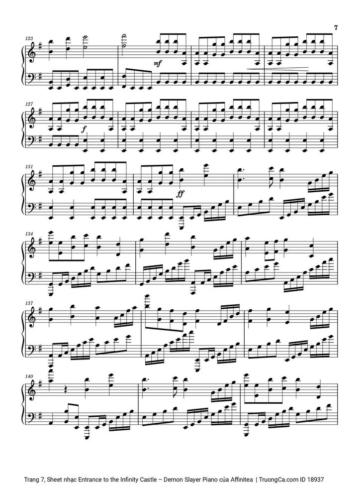Page 7 of the piano sheet music PDF - Entrance to the Infinity Castle - Demon Slayer Piano by Affinitea