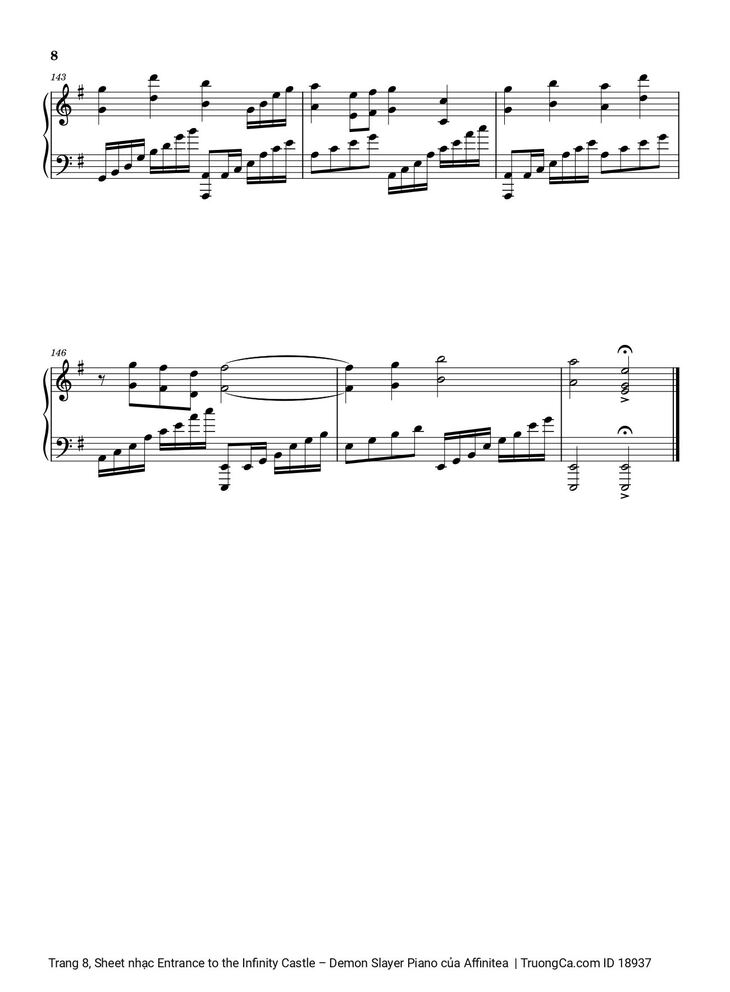 Page 8 of the piano sheet music PDF - Entrance to the Infinity Castle - Demon Slayer Piano by Affinitea