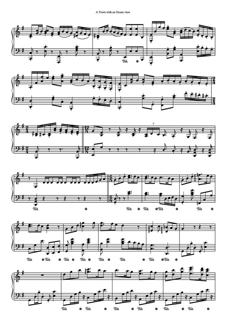 Page 3 of the piano sheet music PDF Piano - A town with an ocean view Sheet Piano by Joe Hisaishi