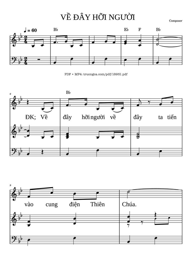 Page 1 of the piano sheet music PDF - Về đây Hỡi Người Piano đệm hát by Lan Thanh