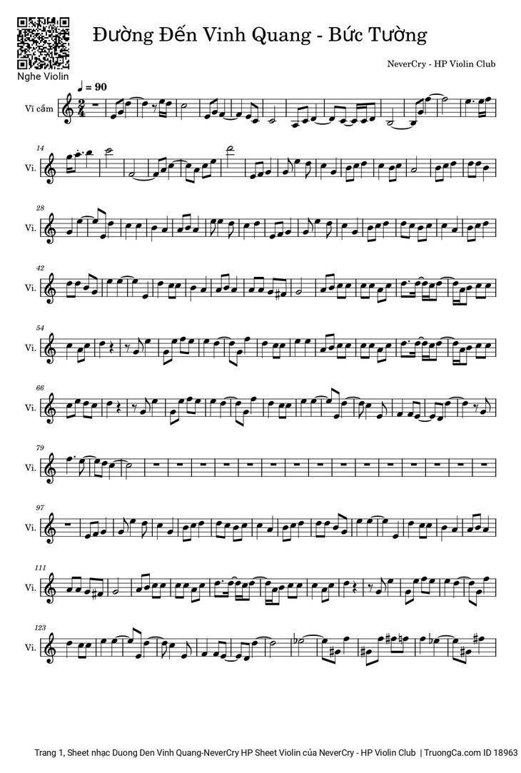 Page 1 of the piano sheet music PDF Guitar Tab - Đường Đến Ngày Vinh Quang by Trần Lập