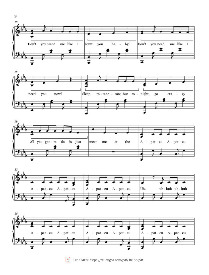 Page 2 of the piano sheet music PDF - APT Rosé Sheet Piano by ROSÉ