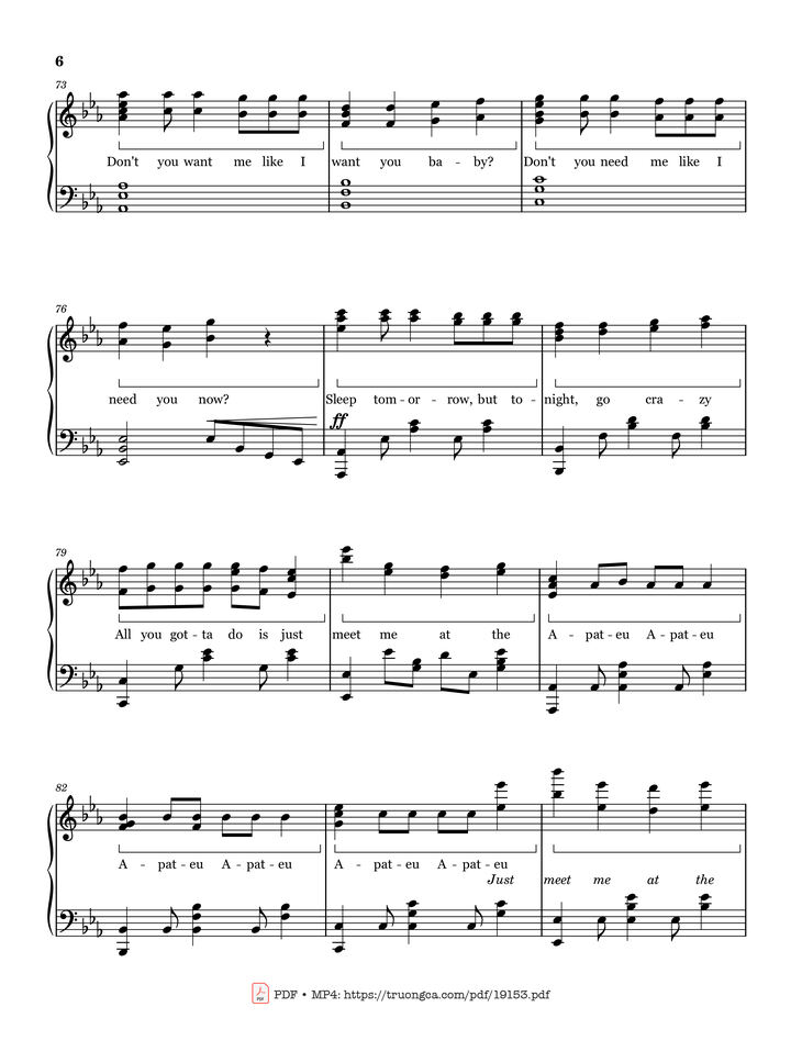 Page 6 of the piano sheet music PDF - APT Rosé Sheet Piano by ROSÉ