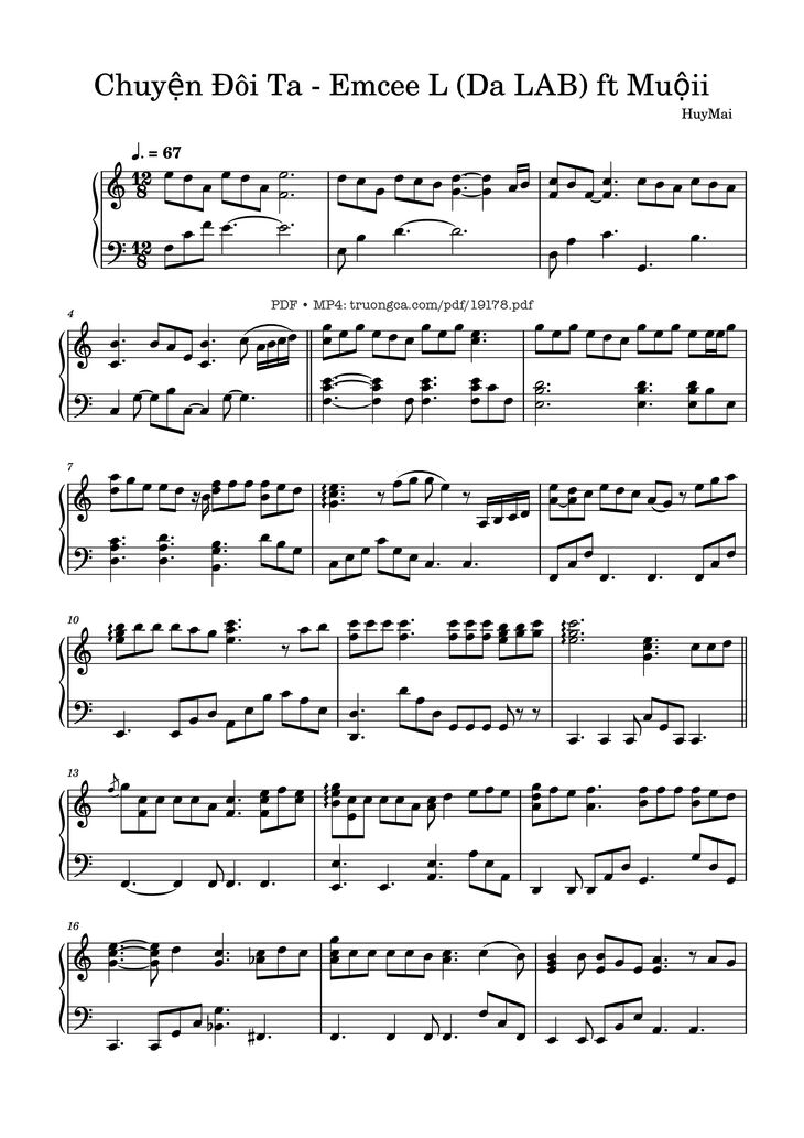 Page 1 of the piano sheet music PDF - Chuyện Đôi Ta Sheet Piano by Emcee L