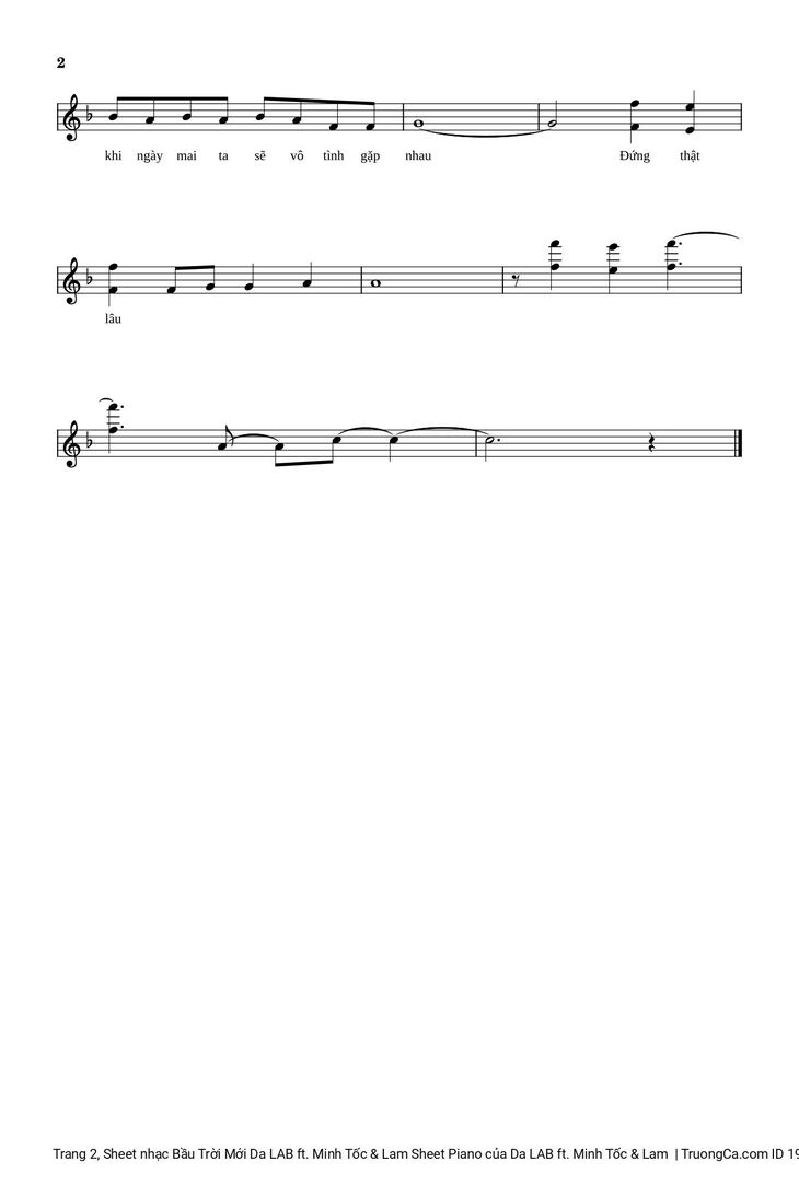 Page 2 of the piano sheet music PDF - Bầu Trời Mới by Da LAB