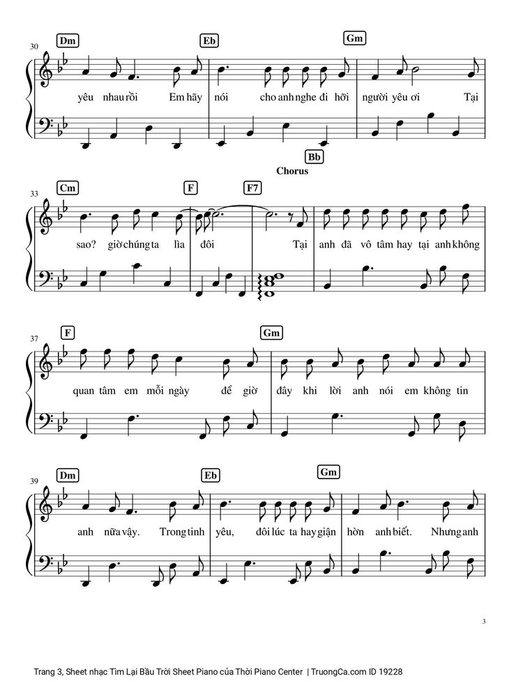Page 3 of the piano sheet music PDF - Tìm Lại Bầu Trời Sheet Piano by Khắc Việt