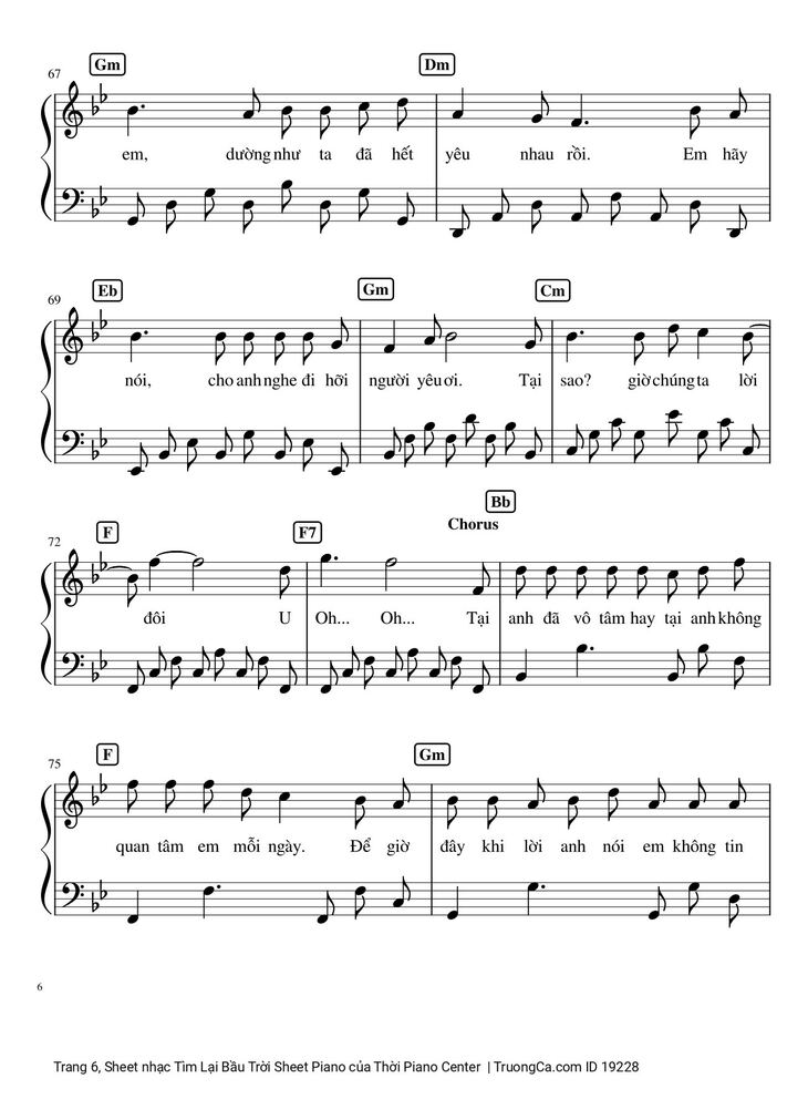 Page 6 of the piano sheet music PDF - Tìm Lại Bầu Trời Sheet Piano by Khắc Việt