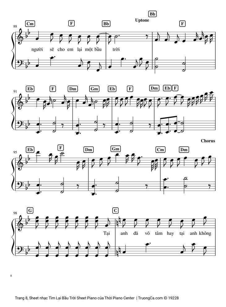 Page 8 of the piano sheet music PDF - Tìm Lại Bầu Trời Sheet Piano by Khắc Việt