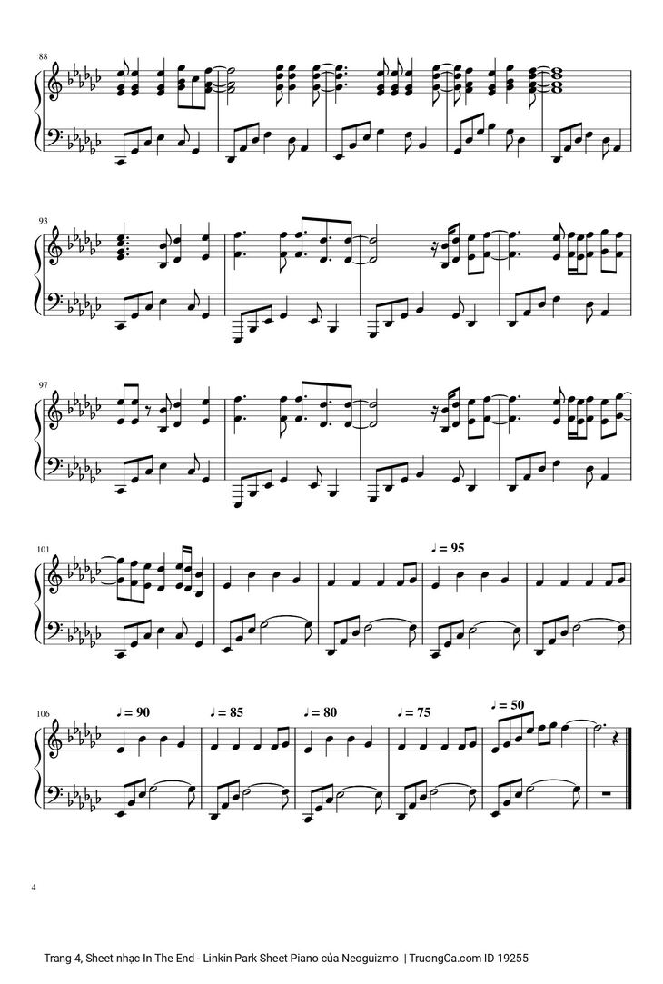 Page 4 of the piano sheet music PDF - In The End Sheet Piano by Neoguizmo