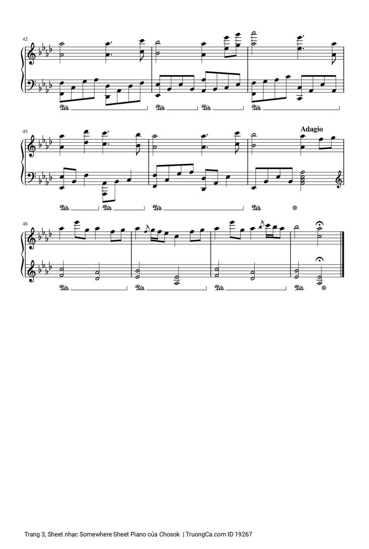 Page 3 of the piano sheet music PDF - Somewhere Sheet Piano by Chosok