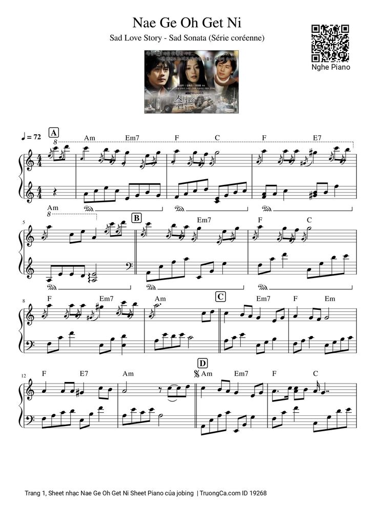 Page 1 of the piano sheet music PDF - Nae Ge Oh Get Ni Sheet Piano by Jobing