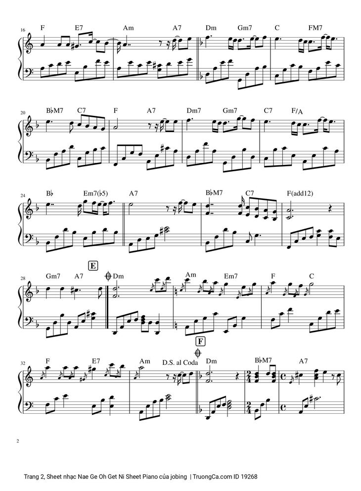 Page 2 of the piano sheet music PDF - Nae Ge Oh Get Ni Sheet Piano by Jobing