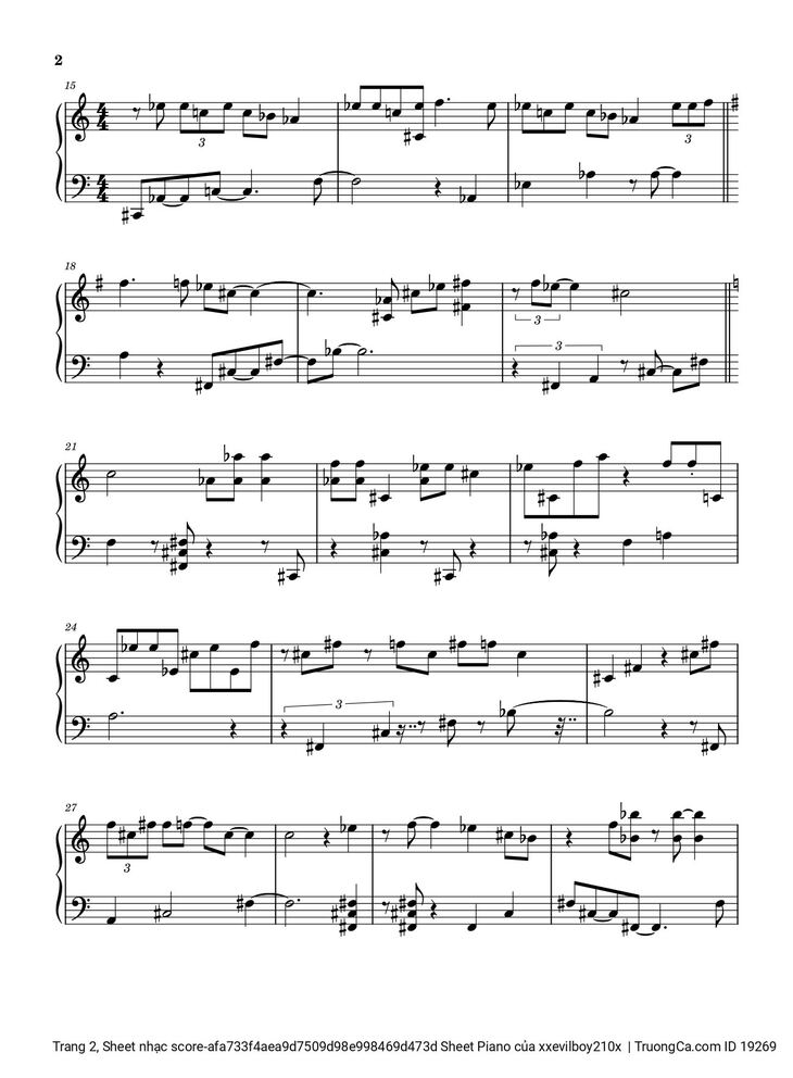 Page 2 of the piano sheet music PDF - Hào Quang Sheet Piano by Xxevilboy210x