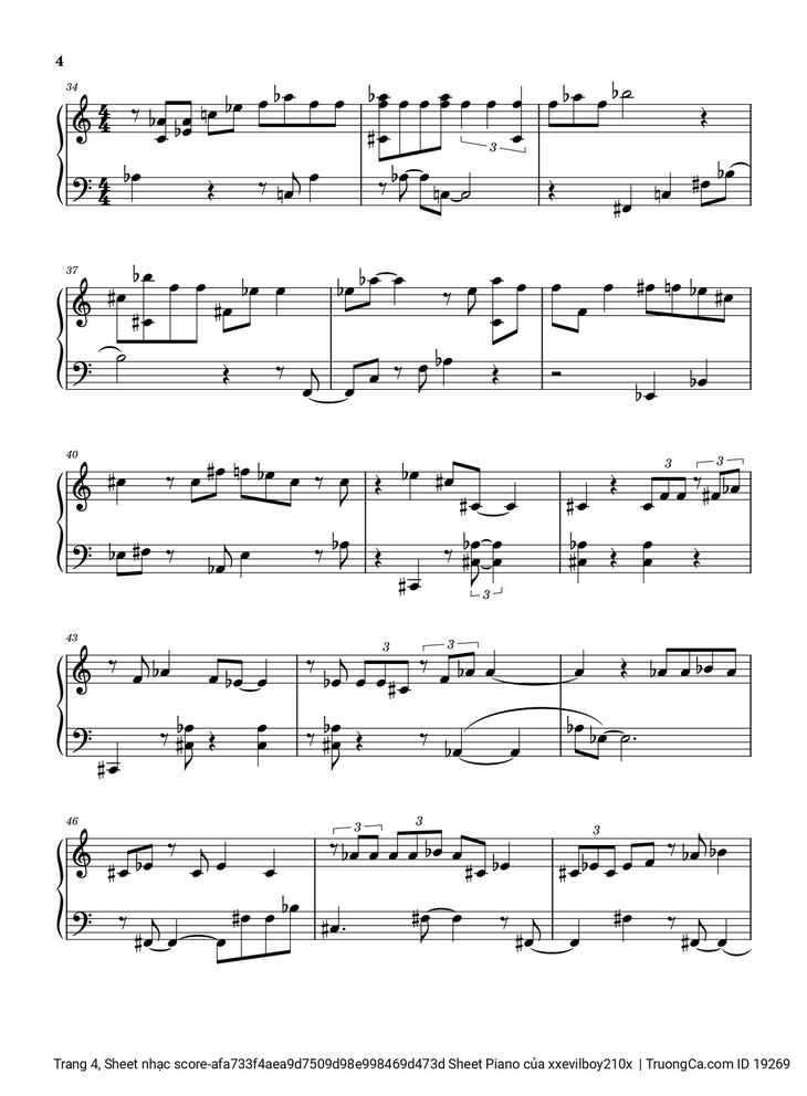 Page 4 of the piano sheet music PDF - Hào Quang Sheet Piano by Xxevilboy210x