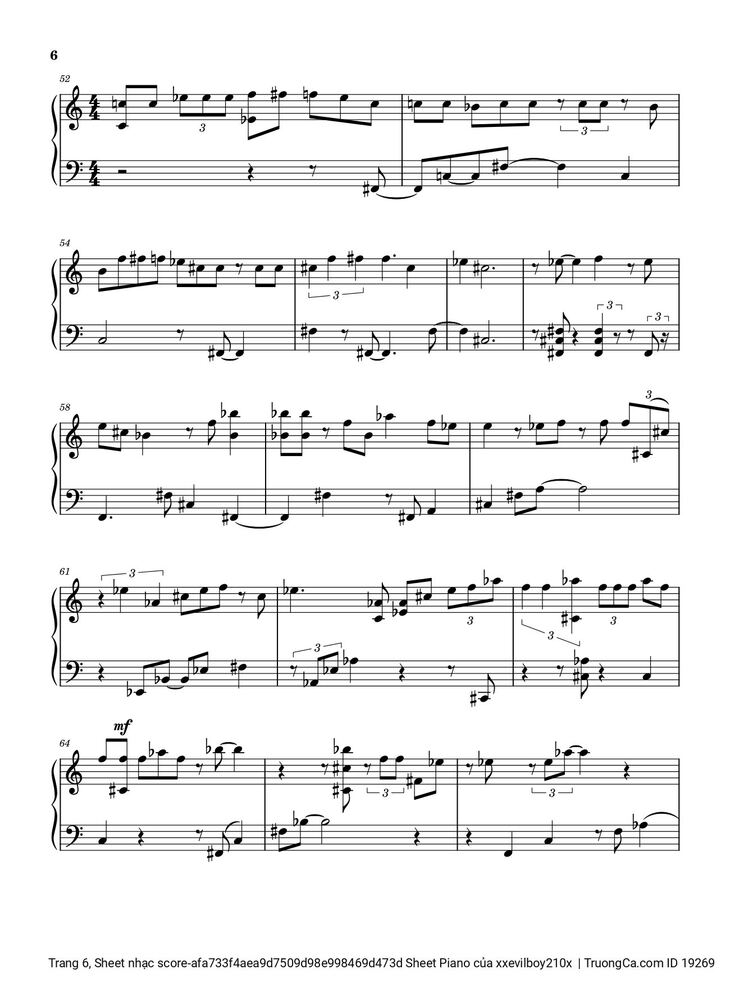 Page 6 of the piano sheet music PDF - Hào Quang Sheet Piano by Xxevilboy210x