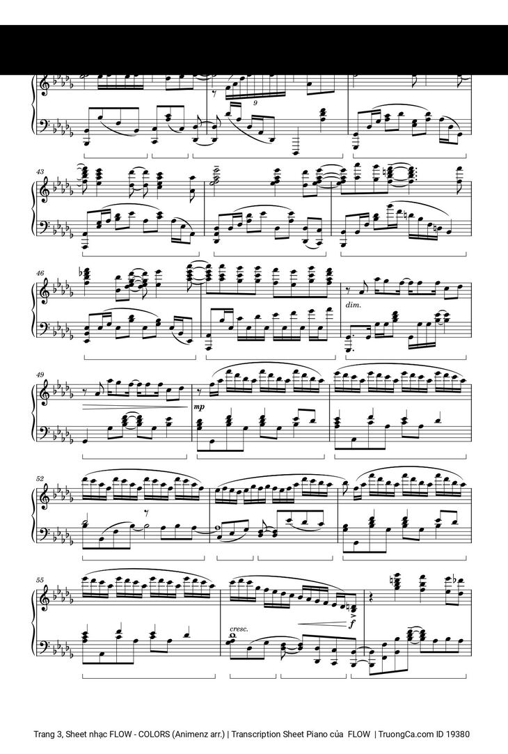 Page 3 of the piano sheet music PDF - FLOW - COLORS (Animenz arr.) | Transcription Sheet Piano by  FLOW