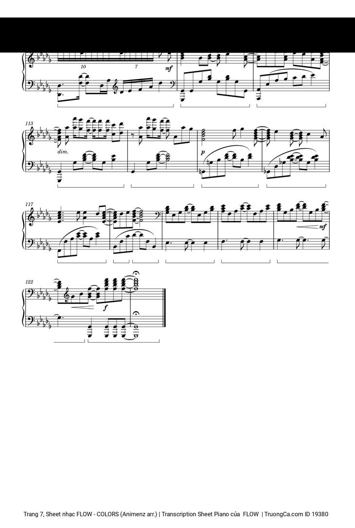 Page 7 of the piano sheet music PDF - FLOW - COLORS (Animenz arr.) | Transcription Sheet Piano by  FLOW