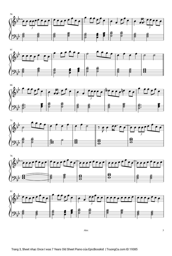 Page 3 of the piano sheet music PDF Piano - Once I was 7 Years Old Sheet Piano by EpicBosskid