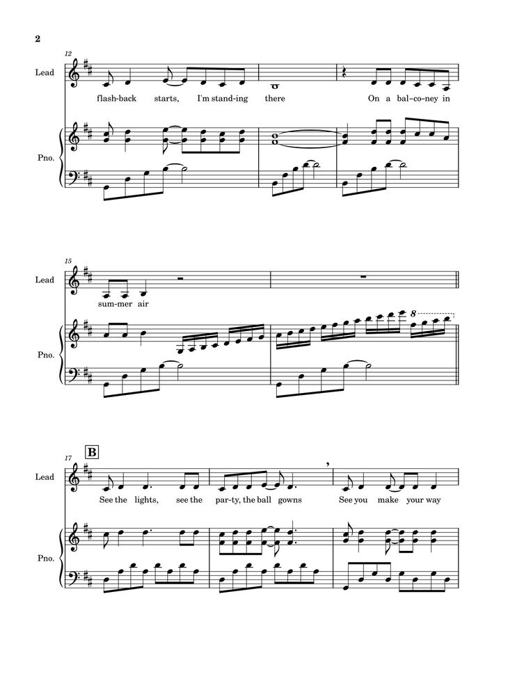 Page 2 of the piano sheet music PDF - Love Story (Taylor