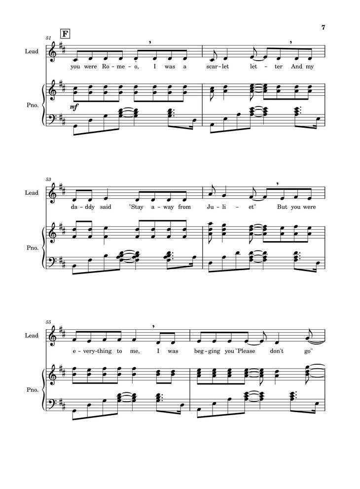 Page 7 of the piano sheet music PDF - Love Story (Taylor