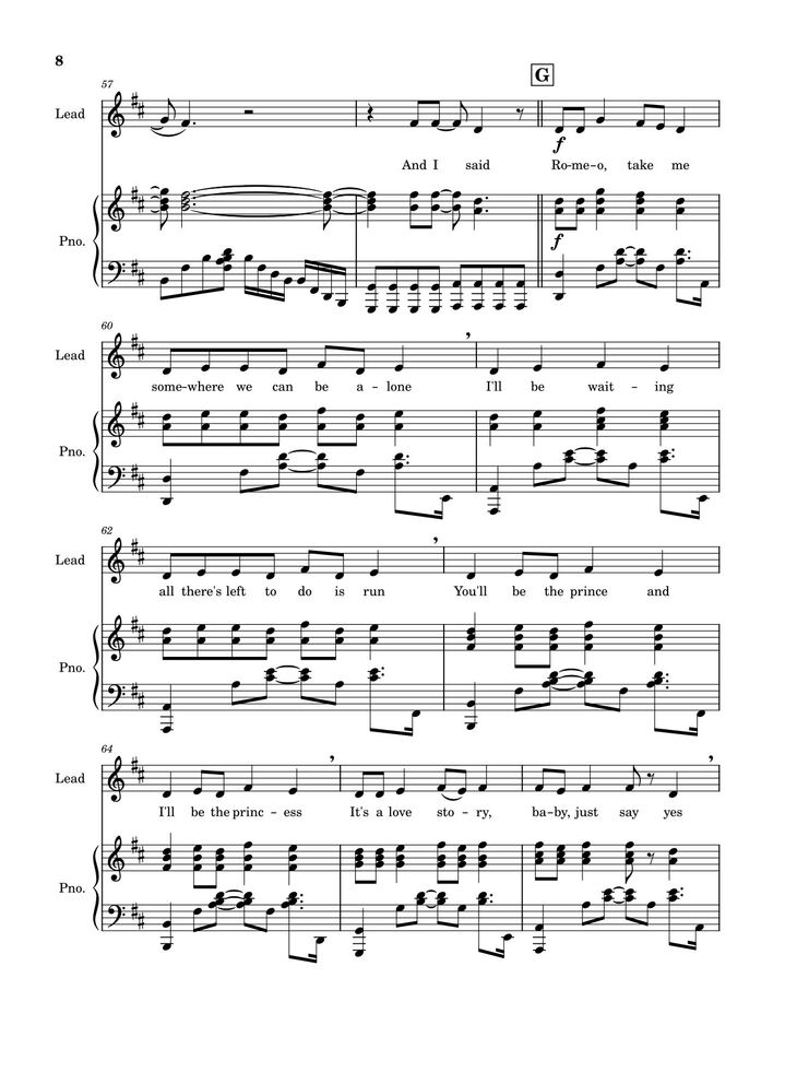 Page 8 of the piano sheet music PDF - Love Story (Taylor