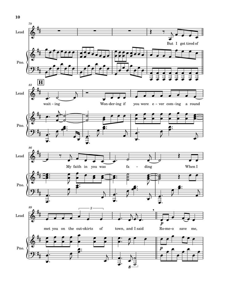 Page 10 of the piano sheet music PDF - Love Story (Taylor