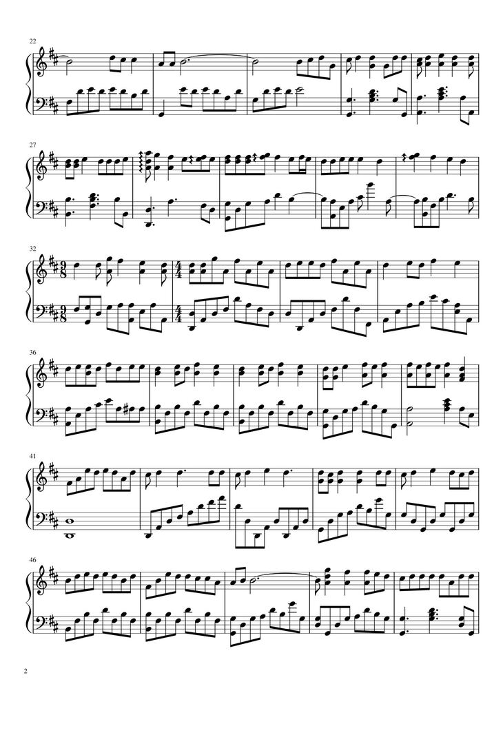 Page 2 of the piano sheet music PDF - Love Story Sheet Piano by Taylor Swift