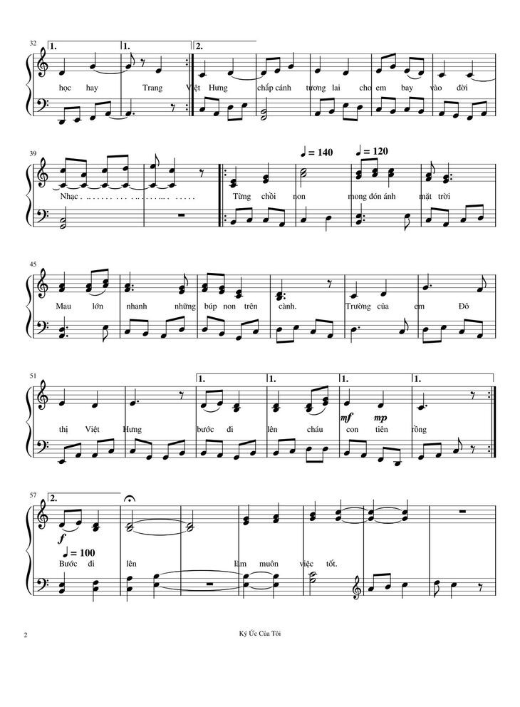 Page 2 of the piano sheet music PDF - Chắp cánh ước mơ Sheet Piano by Haochuvh