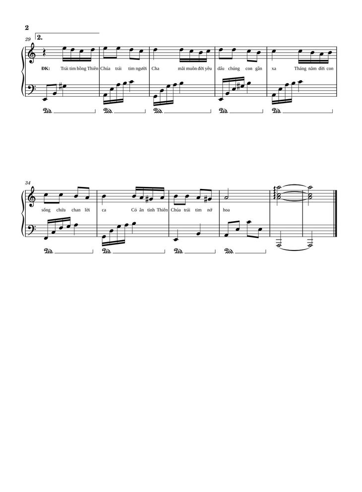 Page 2 of the piano sheet music PDF - Trong trái tim Chúa Sheet Piano by Phanxicô