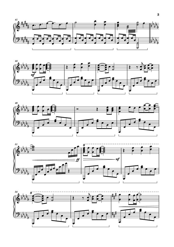 Page 3 of the piano sheet music PDF - Tori no Uta Sheet Piano by Haydenwong825