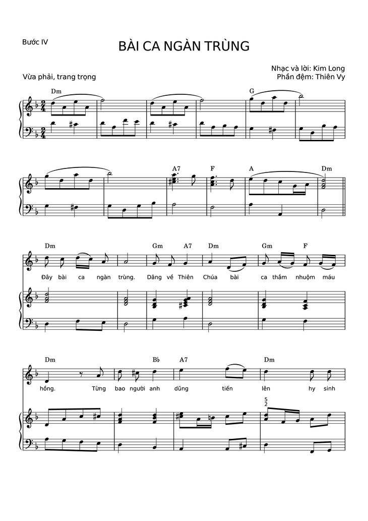 Page 1 of the piano sheet music PDF - Bài ca ngàn trùng Sheet Piano đệm hát by Kim Long 