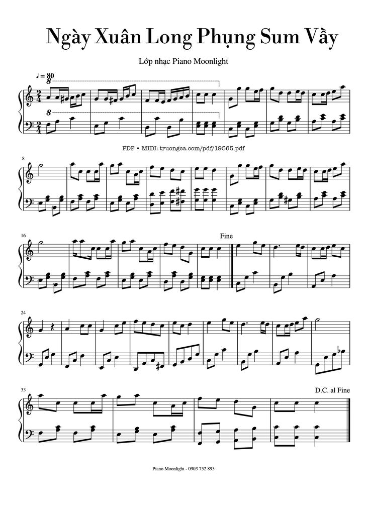 Page 1 of the piano sheet music PDF - Ngày Xuân Long Phụng Sum Vầy Sheet Piano by Tuần Châu
