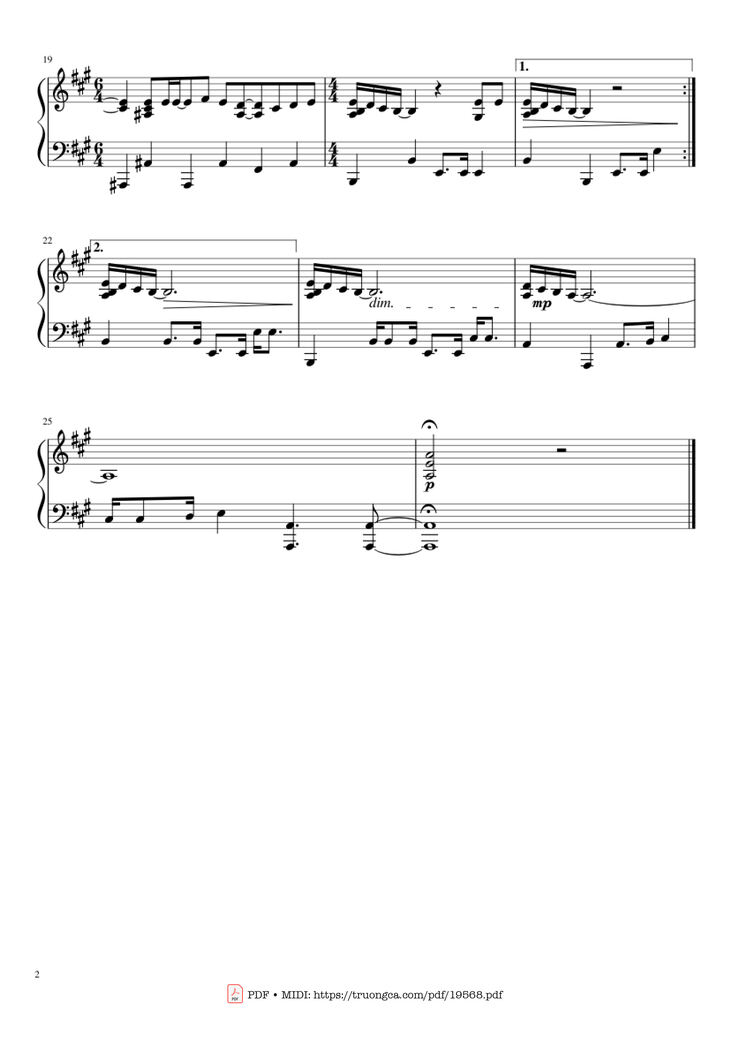 Page 2 of the piano sheet music PDF - Happy New Year Sheet Piano by ABBA
