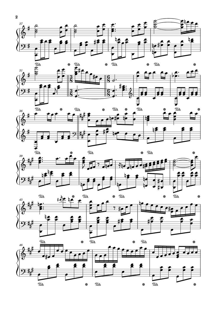 Page 2 of the piano sheet music PDF - Flower Day Sheet Piano by Hnamsociu