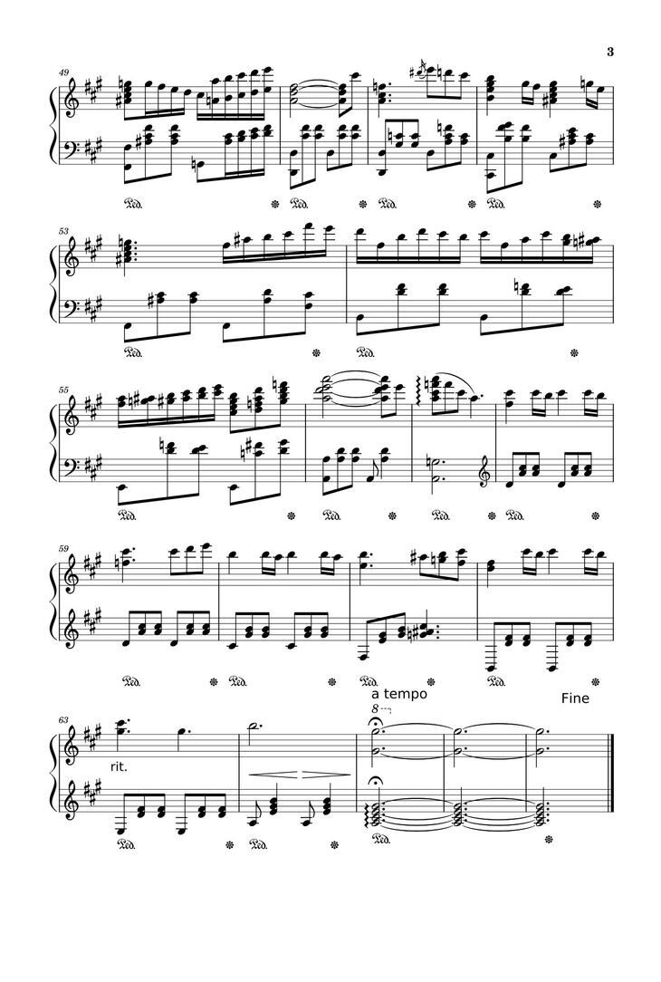 Page 3 of the piano sheet music PDF - Flower Day Sheet Piano by Hnamsociu