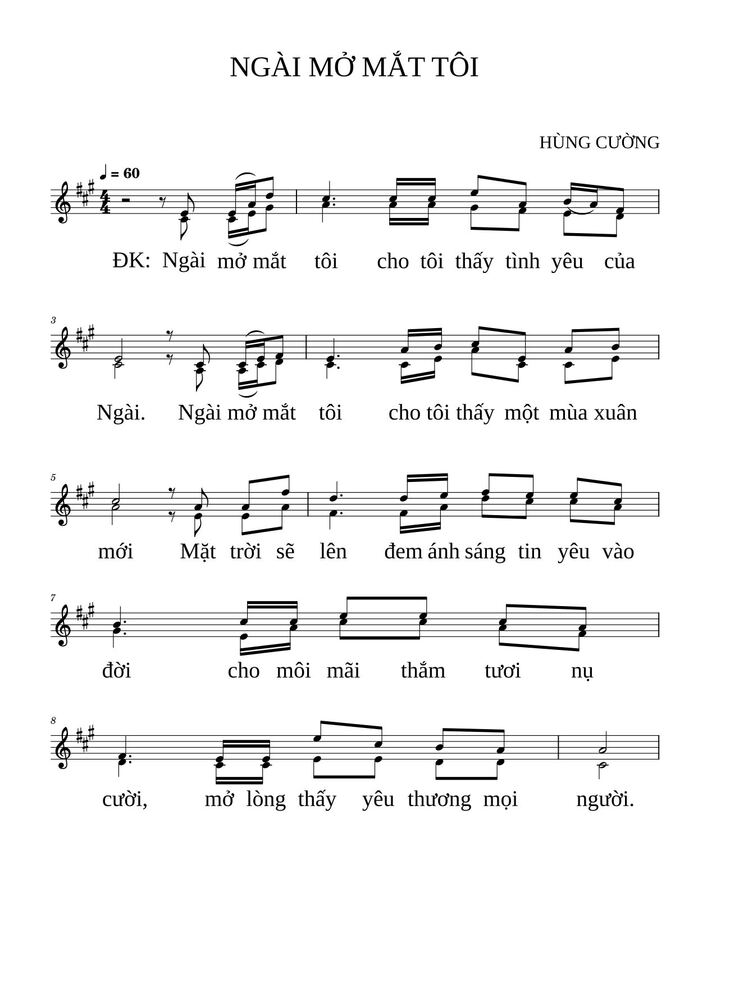 Page 2 of the piano sheet music PDF - Ngài mở mắt tôi by Nguyễn Hùng Cường