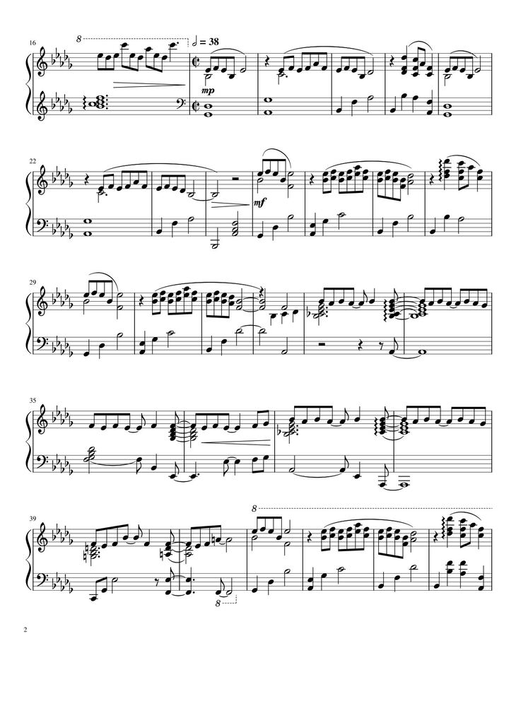 Page 2 of the piano sheet music PDF - Merry Christmas, Mr. Lawrence Sheet Piano by Ryuichi Sakamoto