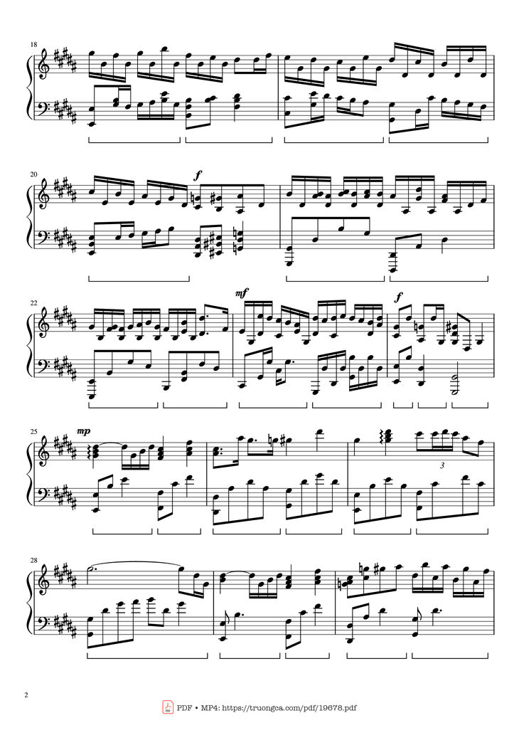 Page 2 of the piano sheet music PDF - Flower Dance Sheet Piano by DJ Okawari