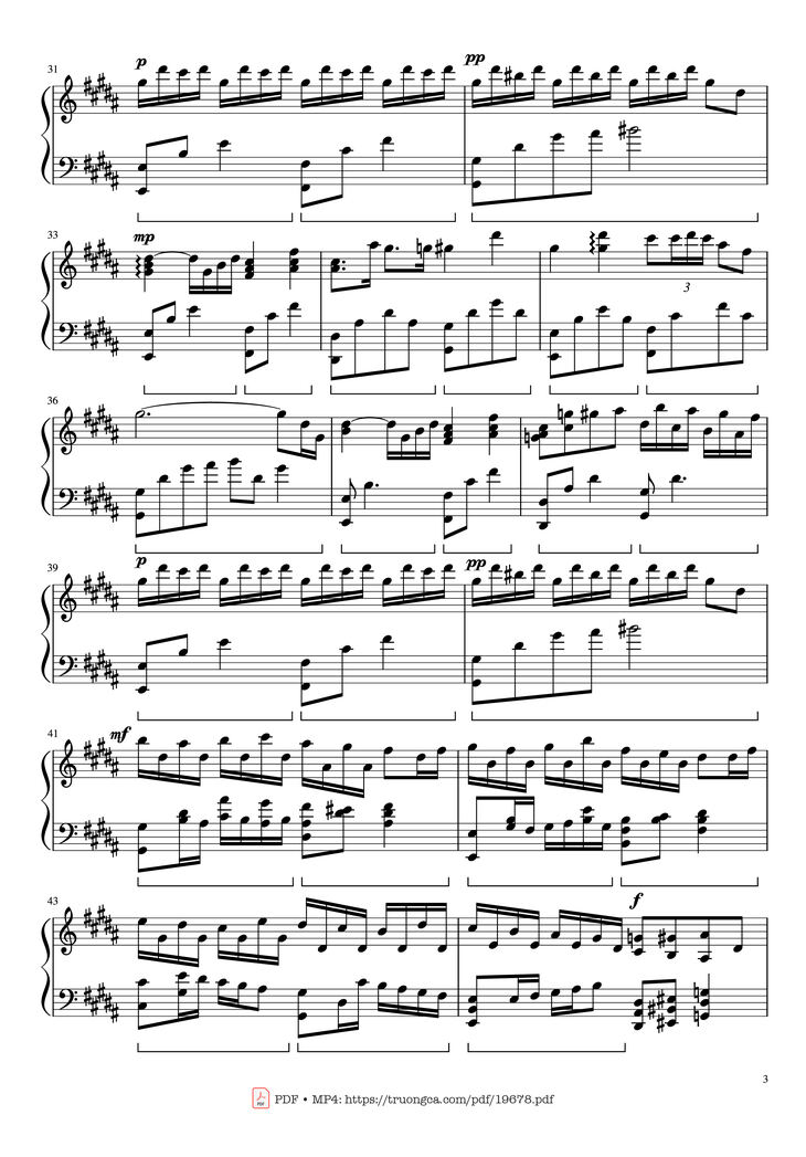 Page 3 of the piano sheet music PDF - Flower Dance Sheet Piano by DJ Okawari